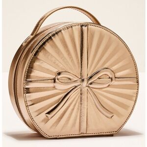 Bath & Body Works TOUCH Of GOLD Makeup Mirror Train case Zip Bag NWT